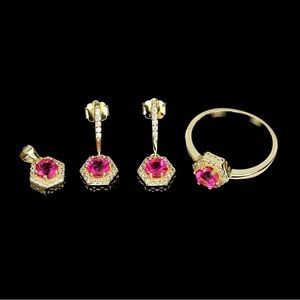 Luxury Pink Tourmaline Jewelry Set